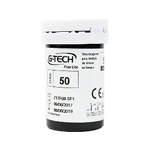 Tiras Reagentes para Medição de Glicose G-Tech Lite - Caixa com 50 Unidades