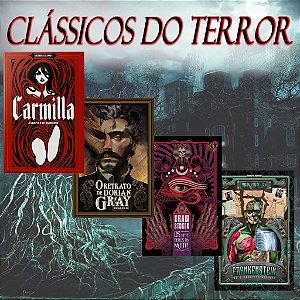 Kit 4 Livros de Terror Capa Dura: Carmilla Sete Dedos Frankestein Retrato de Dorian Gray