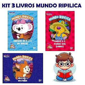 Kit 3 Livros Mundo Ripilica Animais De A A Z Inglês Guidos E O Mundo Dos Sonhos Procure E Encontre