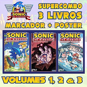 Super Combo Sonic The Hedgehog Vol 1, 2 e 3 - Acompanha Marcadores e Pôsteres