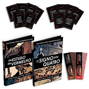 Combo 2 HQs Sherlock Holmes Estudo em Vermelho O Signo dos Quatro Inédita Acompanha Cards e Marcador