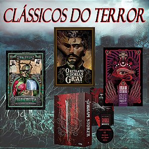 Kit 3 Livros + Box Terror: Box Drácula Sete Dedos Frankestein Retrato de Dorian Gray
