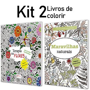 Combo Livros de Colorir - Terapia das Fores e Maravilhas Naturais