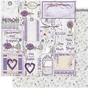 Papel Scrapbook Litoarte Lavanda Tags 30,5 x 30,5 - SD-1118