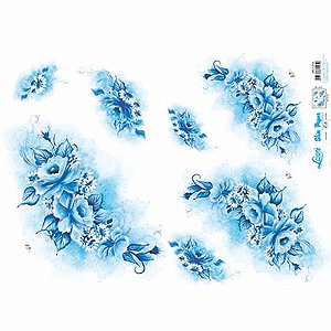 Slim Paper Litoarte - 47,3 x 33,8 cm - Rosas Azuis Aquarelada SPL1-018