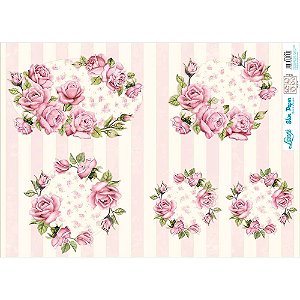 Slim Paper Litoarte - 47,3 x 33,8 cm - Rosas e Listras SPL-045