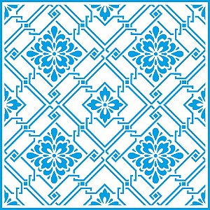 Stencil Litoarte - Estampa Azulejo com flores - 20x20 - STXX-005