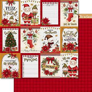 Papel Scrapbook Litoarte - Coleção Natal Feliz Tags- 30,5 x 30,5 - SDN-152