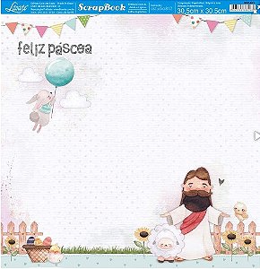 Papel de Scrapbook Litoarte – Páscoa - Coleção Feliz Páscoa – Jesus - SDP-023