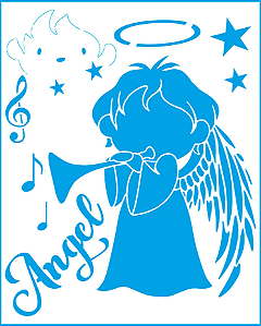 Stencil Litoarte - Anjo com Trombeta - 20x25 - STR-107