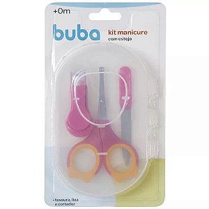 Kit Cuidado Unhas Bebê Buba Baby Rosa Com Estojo