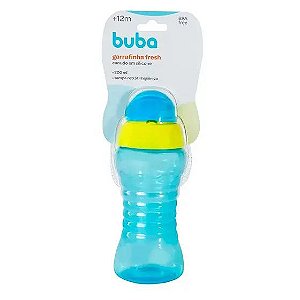 Garrafinha Fresh Copo Com Canudo De Silicone 300ml Buba Azul