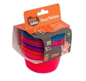 Potes Multiuso Papinha Alimentos Sana Babies Kit com 4 Unidades Cores Menina