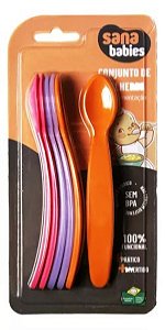 Kit Colher Introdução Alimentar Bebê Menina Sana 6 Unidades