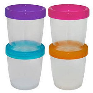 Potes Multiuso Tampa Rosqueável Menina Kit c/ 4 Unid Sana