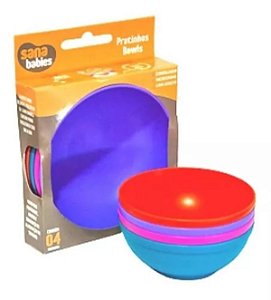 Kit 4 Tigelas Bowls Alimentação Infantil 300ml Sana Babies Menina
