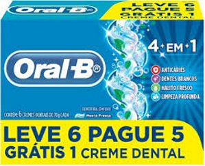 Creme Dental Oral-B 4 em 1 Menta Fresca 70g Pack 6 Unidades
