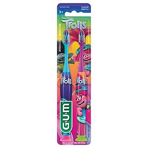 Escova De Dentes Infantil Trolls Macia Com Ventosa Pack c/ 2