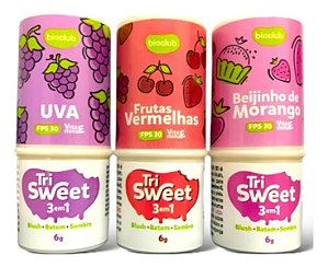 Tri Sweet Bioclub Blush - Batom - Sombra  Stick 3 em 1 FPS 30