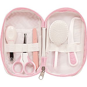 Kit Cuidados do Bebê Com Estojo Rosa Buba