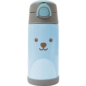 Copo Térmico Parede Dupla Com Canudo Gumy Azul Buba