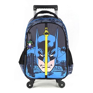 Mochila de Carrinho Batman Grande 3 Bolsos Preto