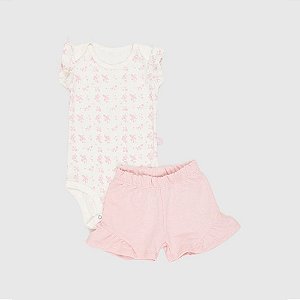 Conjunto de Body Regata Com Short Babadinho Rosa Baby Gut