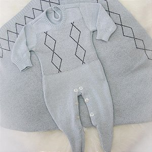 Saída de Maternidade de Tricô Azul Claro Tricô Kids