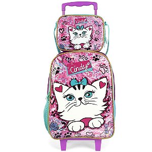 Kit Mochila de Carrinho Com Lancheira Cindy Luxcel Roxo