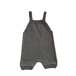 Jardineira Romper de Tricô Liso Tricô Kids Cinza