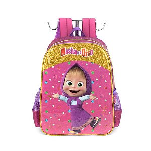 Mochila Masha e o Urso Luxcel Roxo