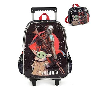 Kit Mochila de Carrinho e Lancheira StarWars Luxcel Vermelho