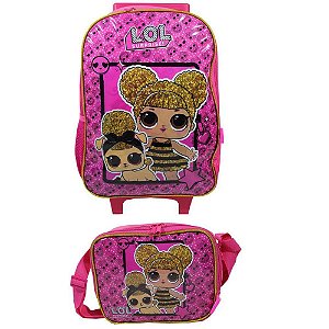 Kit Mochila de Carrinho e Lancheira Lol Luxcel Rosa