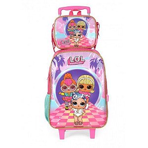 Kit Mochila de Carrinho e Lancheira Lol Luxcel Rosa