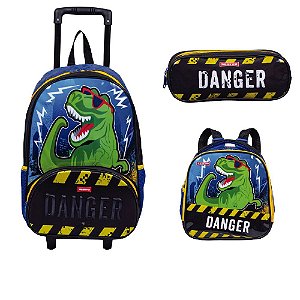 Kit Mochila Lancheira e Estojo Dino Sestini Preto