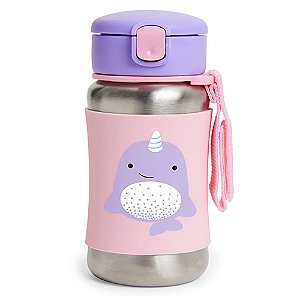 Garrafa Térmica de Aço Inox Zoo Baleia Narval Skip Hop Rosa