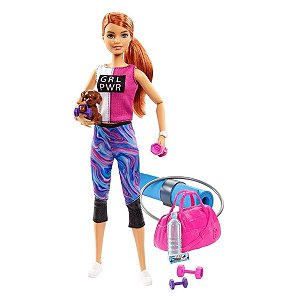 Boneca Barbie Fashionista Dia de Spa Fitness Com Pet Mattel