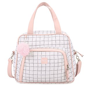 Bolsa de Maternidade Hug Média Grid Rosa