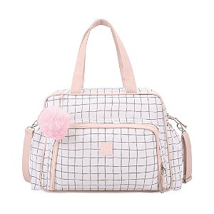 Bolsa de Maternidade Hug Grande Grid Rosa