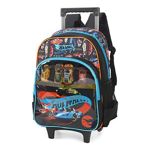 Mochila de Rodinhas Com Alça Luxcel Hotwheels Preto