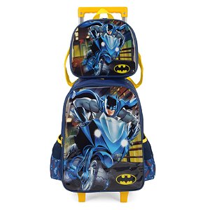 Kit Mochila Rodinhas Lancheira Luxcel Batman Azul