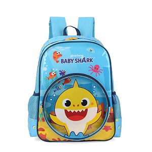 Mochila poliéster, Baby Shark, Azul, IS37481BS, Luxcel - PT 1 UN