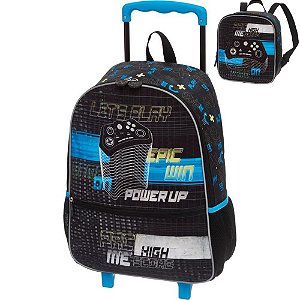 Kit Mochila de Rodinha Lancheira Pack Me High Score Pacific