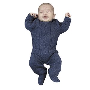 Saída de Maternidade Tricô Kids Texturizada Azul Mescla