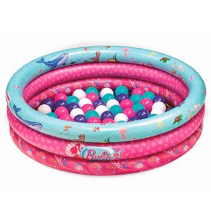 Piscina de Bolinhas Fun Inflável Barbie Com 25 Bolinhas Rosa