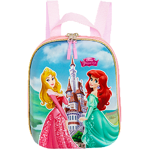 Mochila Pequena Maxtoy 3D Princesas Castelo  Rosa