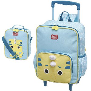 Kit Mochila Carrinho Lancheira Kouii Pacific Filhotiis Dino