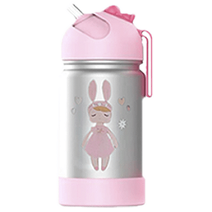 Garrafa Flip Témica Bup Baby Lily Bell Com Alça Rosa