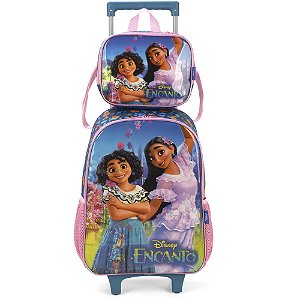 Kit Mochila de Rodinhas Lancheira Luxcel Encanto Verde