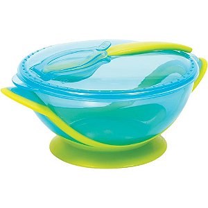 Kit Refeição Com Ventosa Buba Com Colher Azul
